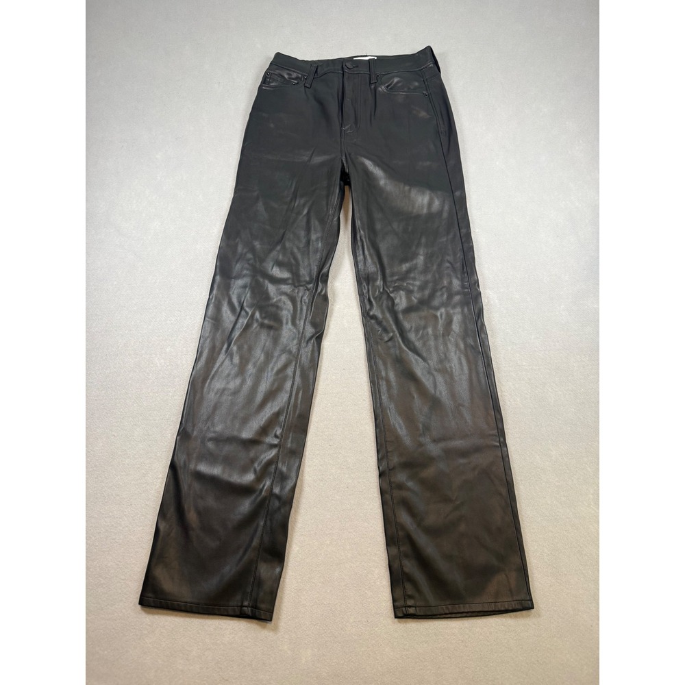 Pistola Black Faux Leather High Rise Straight Leg Pants P6322SPL-SLB Size 26